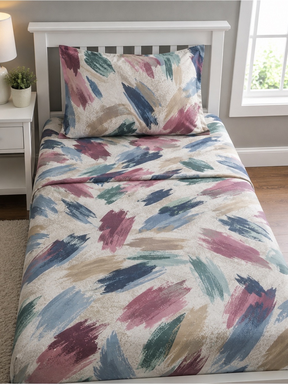 VTG 80’s Abstract Brushstroke Twin sheet Set from Springs Mill Carolina EUC